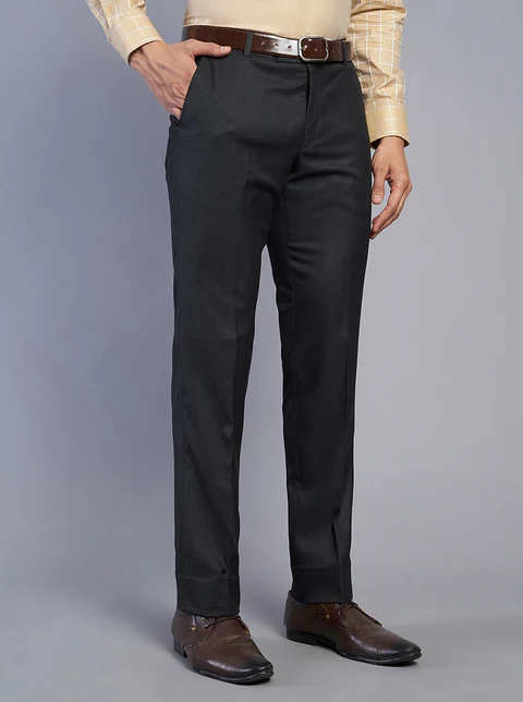Black Solid Slim Fit Formal Trouser