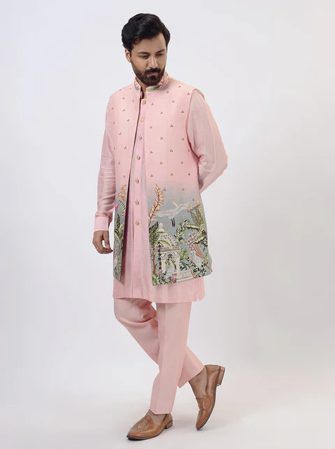 Pink Kurta Set with Koti