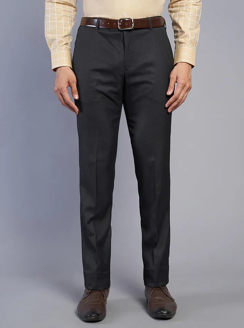 Black Solid Slim Fit Formal Trouser