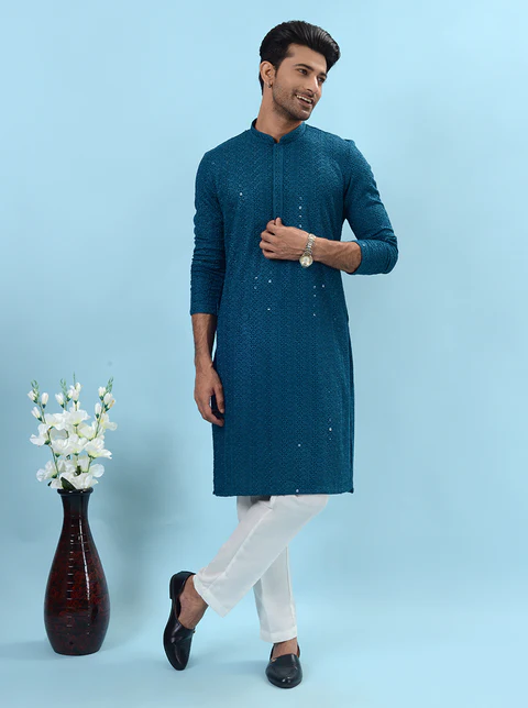 Teal Blue Kurta Pajama