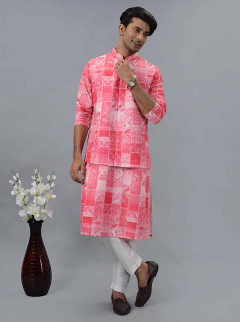 Pink Kurta Set with Koti
