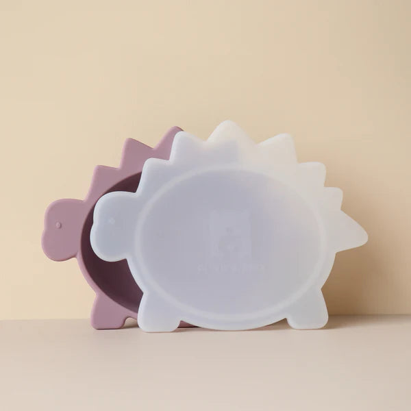 Stegosaurus Dino Bowl with Lid - Hushed Plumb