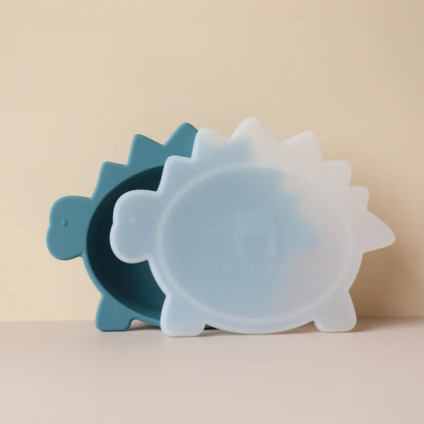 Stegosaurus Dino Bowl with Lid - Smoke Blue
