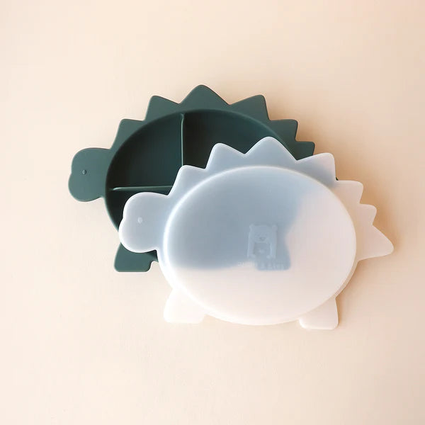 Stegosaurus Dino Section Plate with Lid - Forest Green