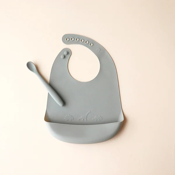 Bib and Spoon Set - Willow Grey
