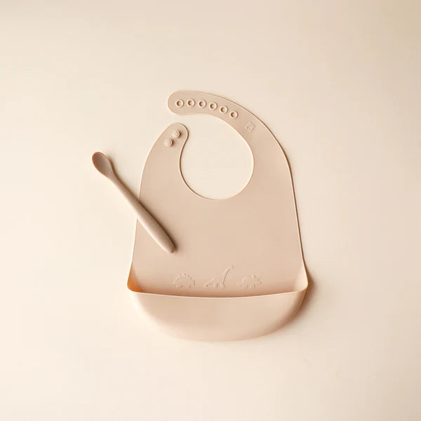 Bib and Spoon Set - Oatmeal Mist