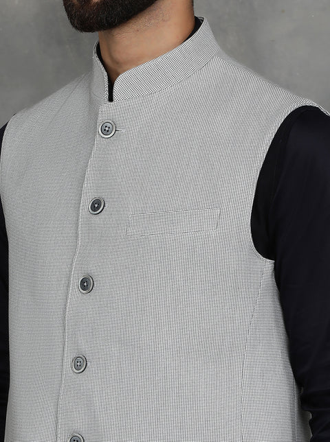 Grey Checked Regular Fit Modi Jacket