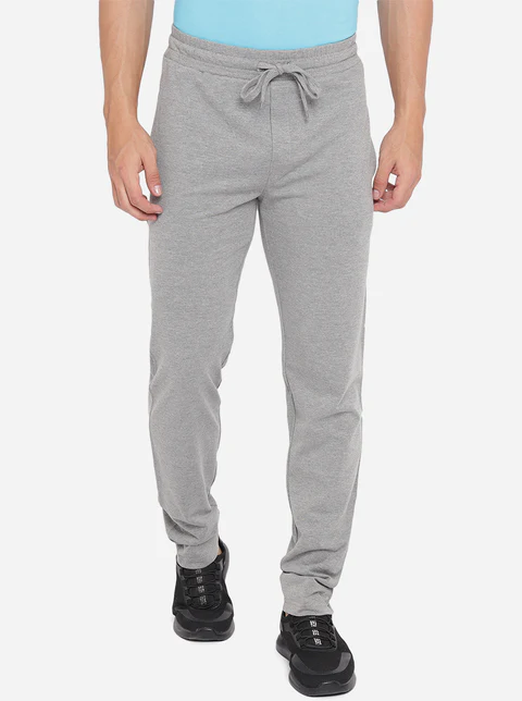 Grey Solid Regular Fit Track Pants