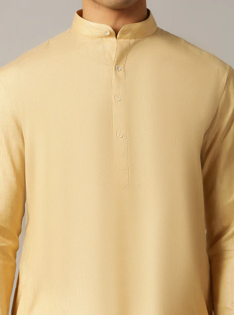 Fawn Solid Regular Fit Modi Kurta