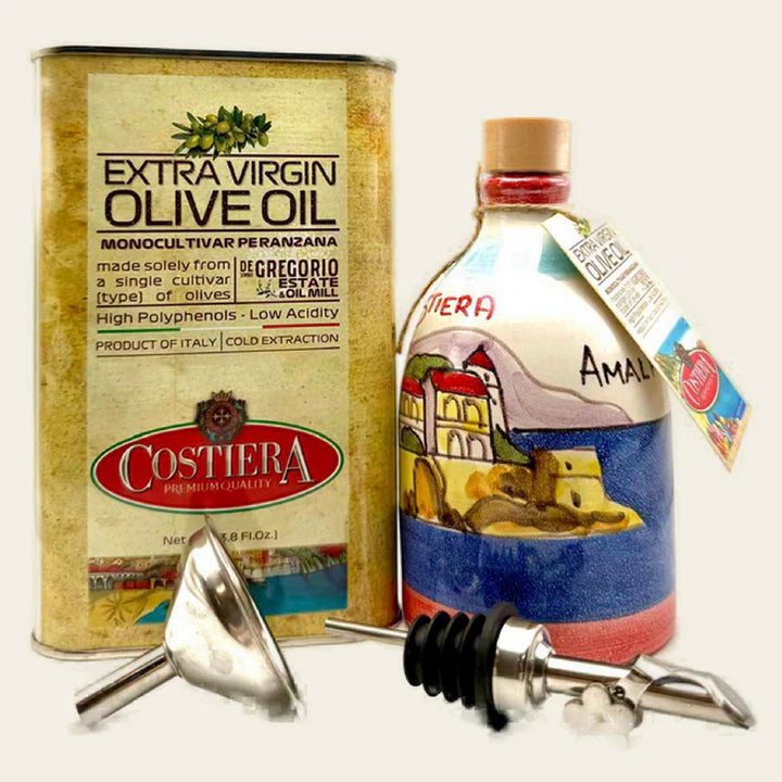 Custom Combo - 1LT Tin & filled ceramic bottle of your choice + Spout & FREE Funnel - $88.00 only