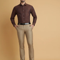 Beige Solid Slim Fit Formal Trouser