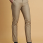 Beige Solid Slim Fit Formal Trouser