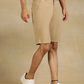 Khaki Solid Slim Fit Shorts