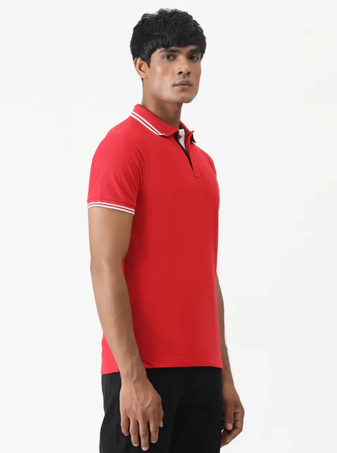 Blood Red Solid Slim Fit Polo T-Shirt