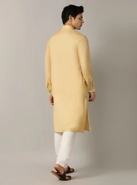 Fawn Solid Regular Fit Modi Kurta