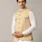 Fawn Solid Regular Fit Modi Jacket