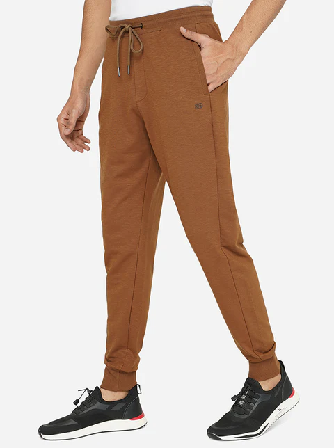 Brown Solid Slim Fit Track Pant