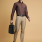 Beige Solid Slim Fit Formal Trouser