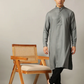 Grey Solid Regular Fit Modi Kurta