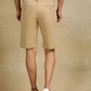 Khaki Solid Slim Fit Shorts