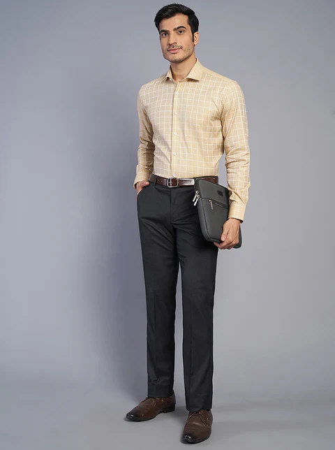 Black Solid Slim Fit Formal Trouser