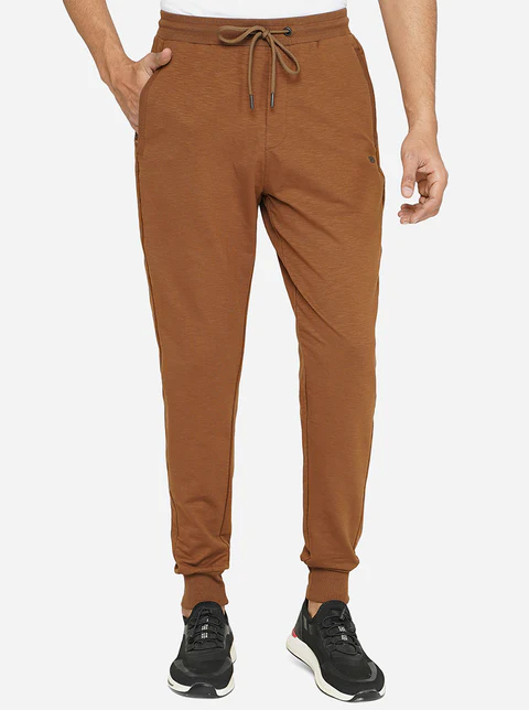 Brown Solid Slim Fit Track Pant