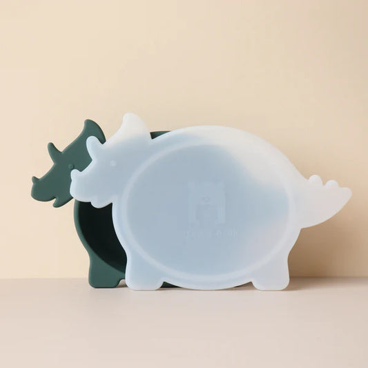 Triceratops bowl with Lid - Forest Green