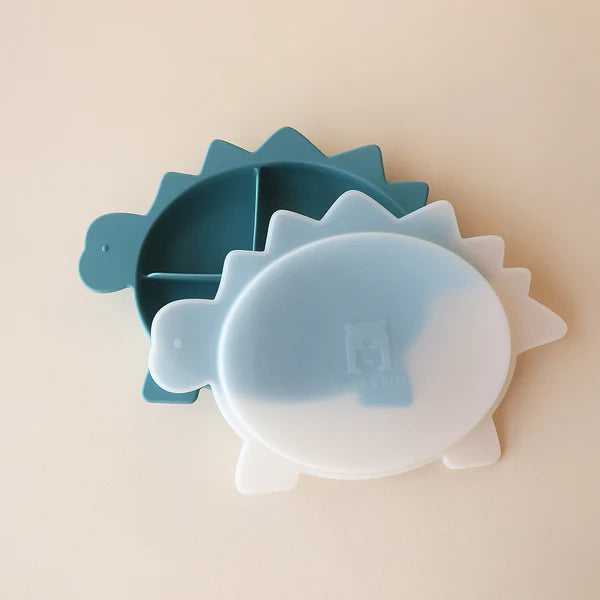 Stegosaurus Dino Section Plate with Lid - Smoke Blue