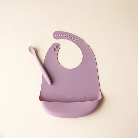 Bib and Spoon Set - Hushed Plumb