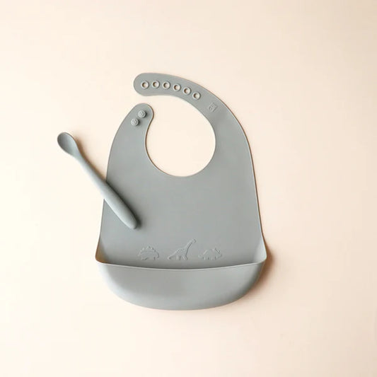 Bib and Spoon Set - Willow Grey
