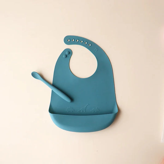 Bib and Spoon Set - Smoke Blue