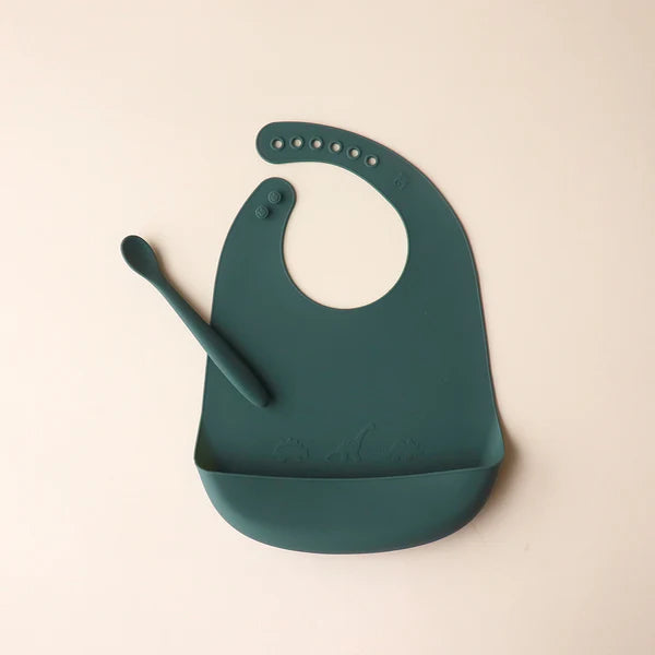 Bib and Spoon Set - Forest Green